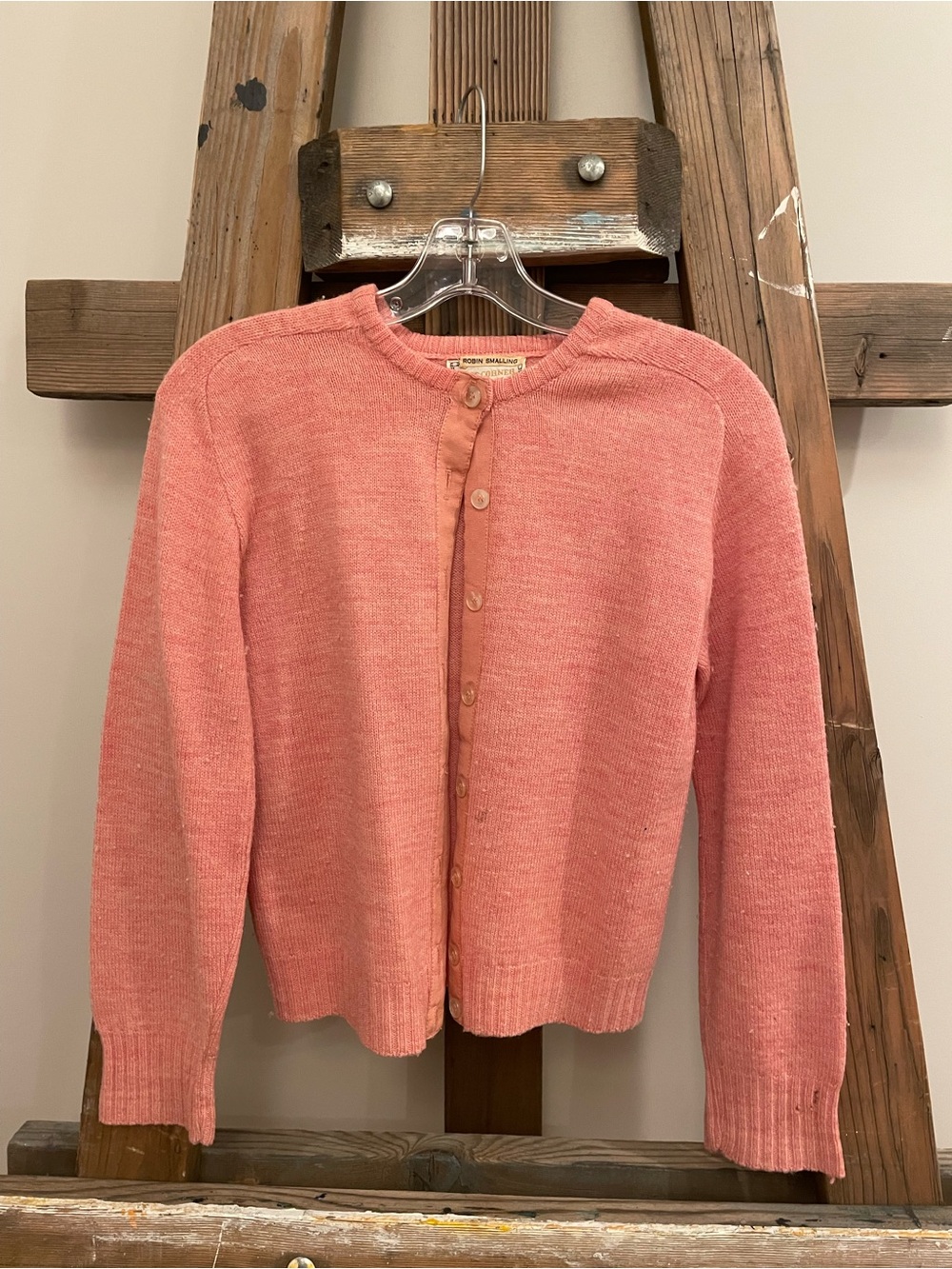 Cozy Coral Button-Front Women's Sweater Cardigan